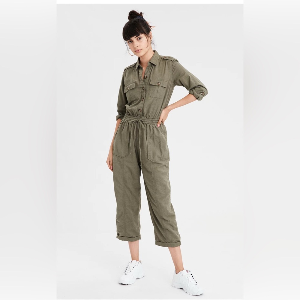American Eagle Women's One Piece Outfit Workwear Jumpsuit Army Green Size XS